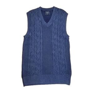 VTG Y2K Abercrombie & Fitch Sweater Vest Mens Small Navy Blue Wool V Neck Knit